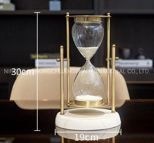 Hot Selling Handmade So Popular Metal Sandglass 30/60 Min Marble Base Sand Clock Hourglass