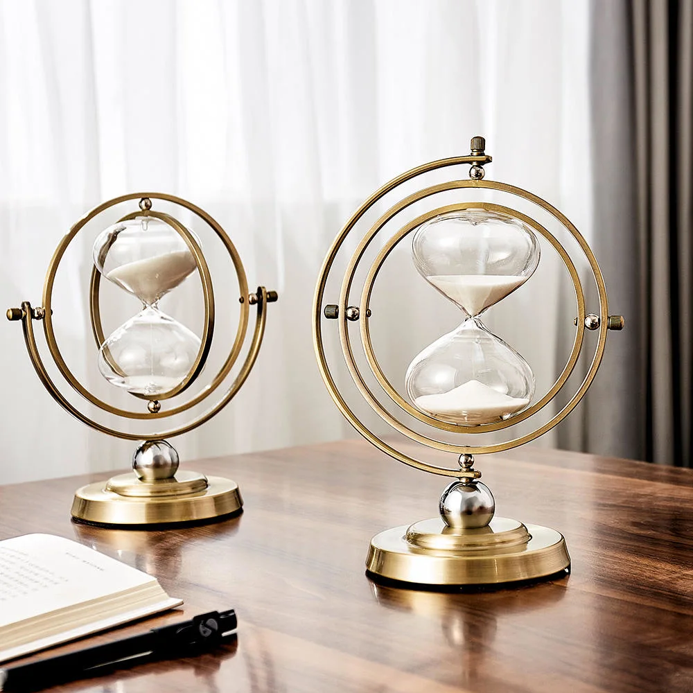 Interior Accessories Bronze Eiffel Tower Chronograph Ornament Globe Rotating Hourglass