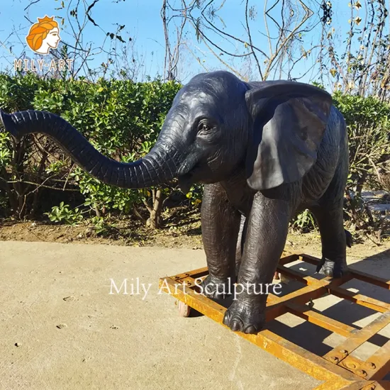 Decoración del zoológico del jardín, artesanías de metal de gran tamaño, estatua de cobre y latón, escultura de elefante de bronce animal en venta