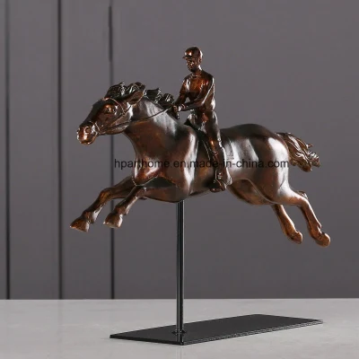 Figura de resina de carreras de caballos de campo creativo, regalo de decoración del hogar