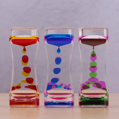 Reloj de arena de acrílico del juguete de la persona agitada de los colores variados del escritorio de la actividad de los niños