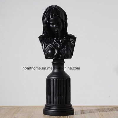 Art Home - Figura decorativa de poliresina con retrato de cabeza de Virgen María, color negro