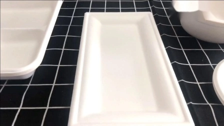 Plato cuadrado de papel duradero compostable blanco desechable para fruta